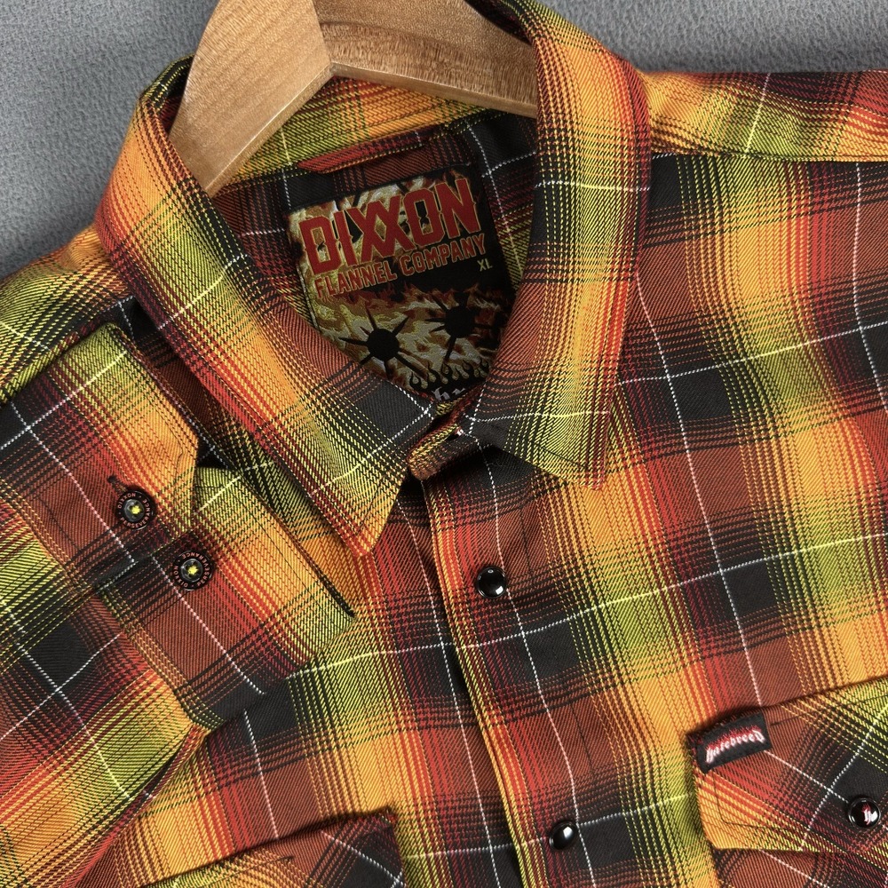 Dixxon Flannel Shirt Mens XL Red Hatebreed Perserverance Pearl Snap Rock Punk